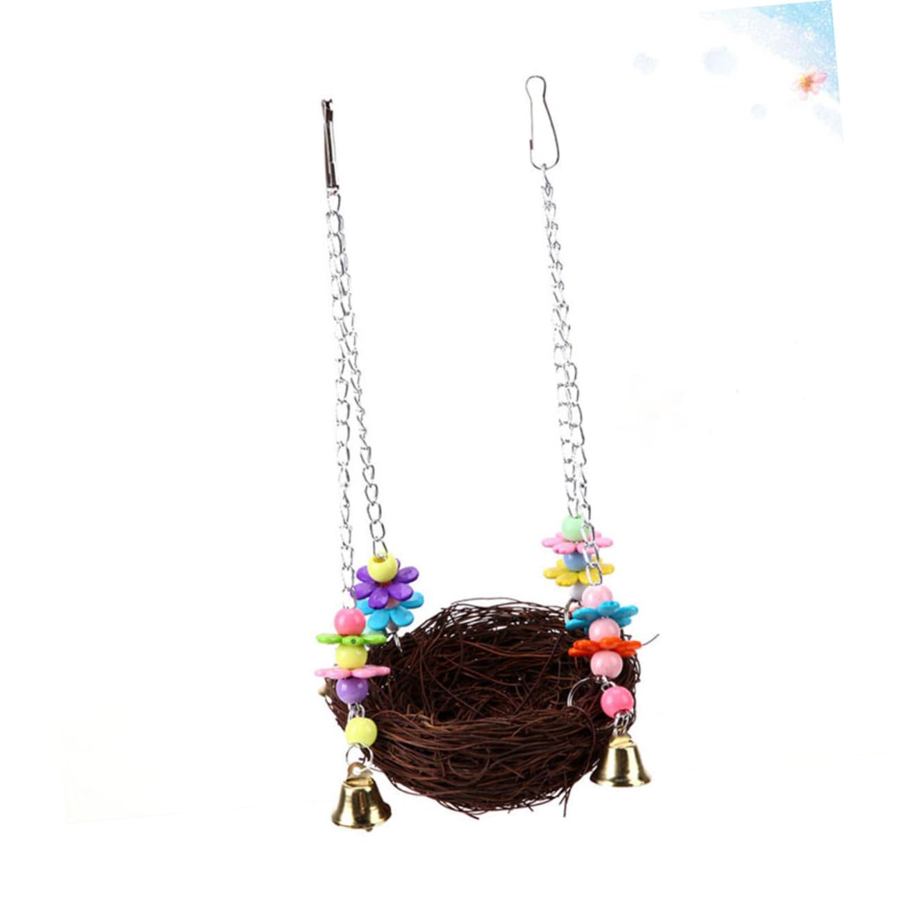 2 Piezas Columpio de pájaro Juguete cacatúa pequeños Productos para Mascotas de Madera Columpio de Loro de Moda Columpio de ratán Rota el Columpio Suministros para Aves Bambú