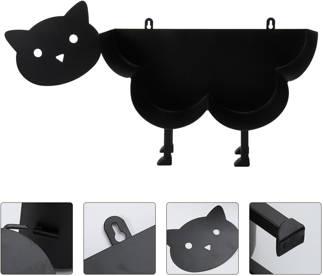 jojofuny Creative Cat Pattern Toilet Paper Holder Tissue Storage Shelf Iron Roll Paper Stand Modern Bathroom Tissue Rack for Home and Restaurant Use