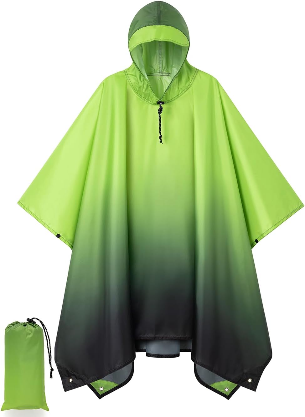 Hooded Rain Poncho for Adult, Waterproof Lightweight Raincoat for Hiking Camping