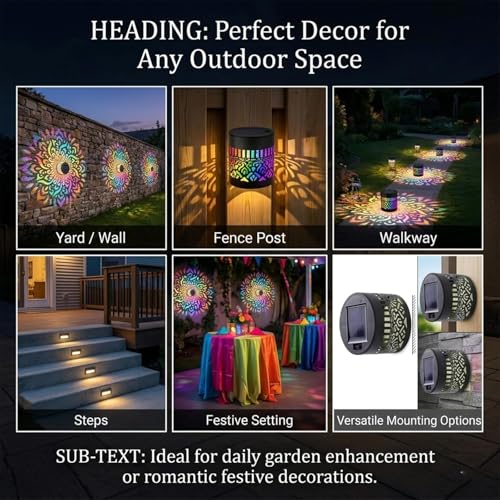 Luces solares de pared pack de 2 para patio y jardín 6