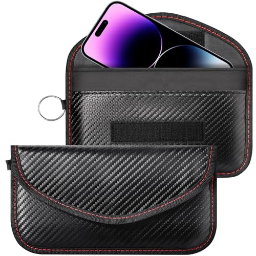 Faraday Pouch for Phone and Car Keys, RFID Key Pouch Keyless Car Signal Blocker, Blocking Signal Keyless Entry Car Keys Case, Anti-Theft Remote Entry Smart Fobs Protection (Large Size)