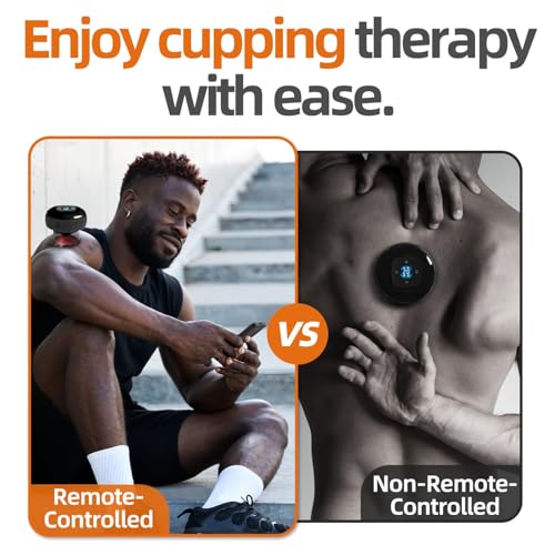 Image of Becommend 5-in-1 Remote Cupping Kit for Massage Therapy with 20-Level Suction & Heat, Red Light - Cupping Set with 2 Replaceable Cups for Back Pain, Knots, Soreness Relief (Black)