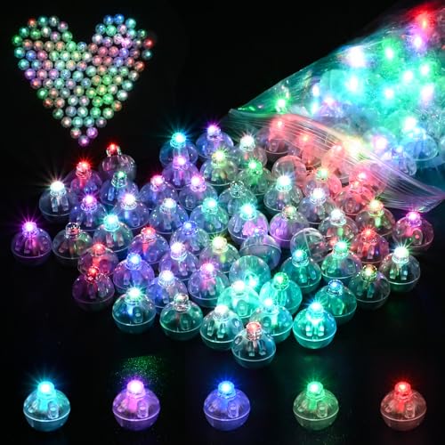 Blumacht Luces para Globos LED, 100 Piezas Mini LED Bombillas Luz, Luces de Globo LED Redondo, LED Lámpara Globo para Cumpleaños, Boda, Navidad, Halloween, Fiesta (Colorido)