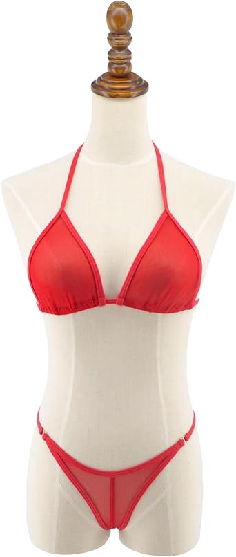 SHERRYLO Sheer Micro Bikini See Thru Bikinis Extreme Sexy Slutty Thong String Swimsuit for Women Exotic Mesh Bathing Suit
