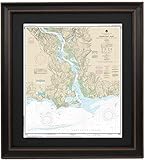 Patriot Gear Company Framed Nautical Map: Connecticut River; Long Island Sound to Deep River - Standard Size, Handmade in USA