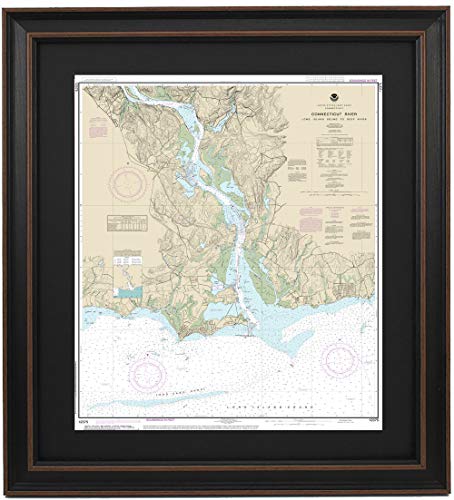Patriot Gear Company Framed Nautical Map: Connecticut River; Long Island Sound to Deep River - Standard Size, Handmade in USA