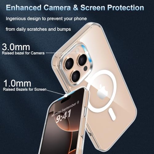 Image of REALCASE Polycarbonate Ultra-Hybrid Back Case Cover For iPhone 16 Pro Compatible With Magsafe|Camera Protection|Hard Crystal Clear Back|Shockproof Bumper Cover Case For iPhone 16 Pro(Transparent)