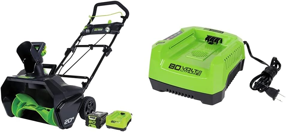 Review Greenworks Pro 80V 20-Inch Snow Blower with 2Ah Battery and Charger & Greenworks PRO 80V Rapid Charger (Genuine Greenworks Charger)