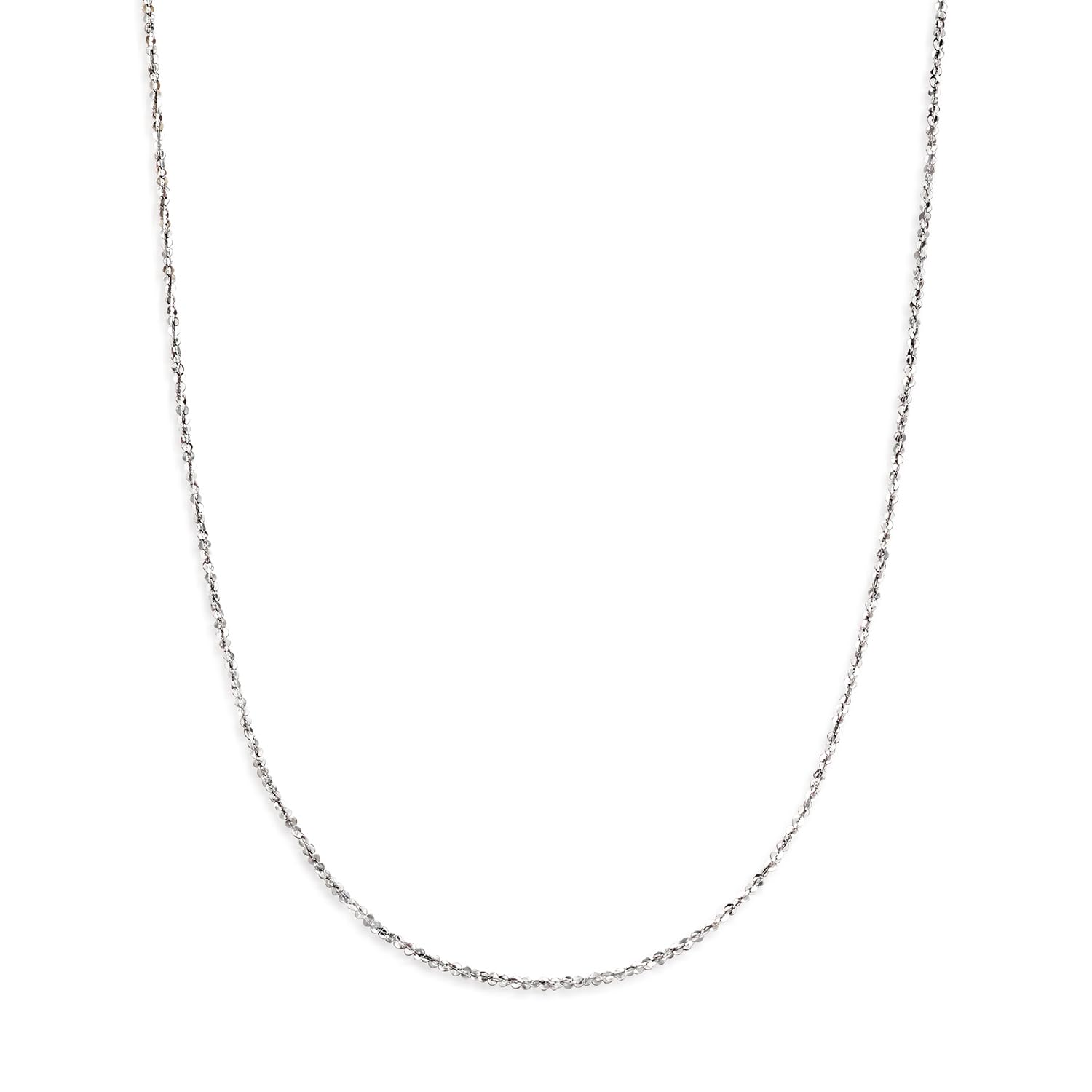 Italian 1mm 14kt White Gold Twisted Sparkle Chain Necklace, Necklace for Women, Gold Jewelry, Christmas, Birthday Gift