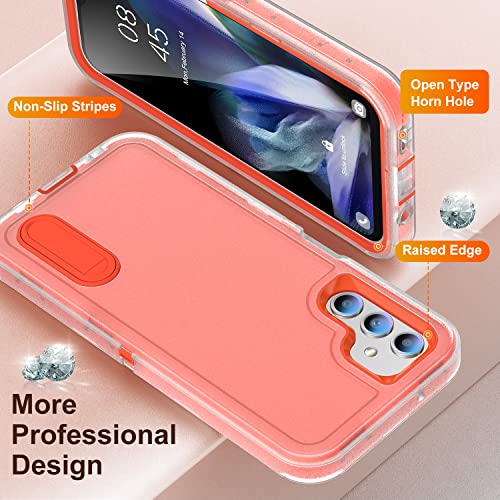 IDweel for Galaxy A14 5G Case with Build-in Kickstand, Clear/Orange - image 5