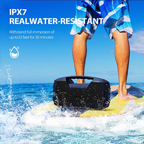 AOMAIS GO Bluetooth Speakers, IXP7 Waterproof, Outdoor 40W Wireless Stereo Pairing Booming Bass Speaker, Bluetooth 5.0, 10000mAh Power Bank, Durable for Everywhere -Gentle Blue [2020 Upgrade] - Thumbnail 6