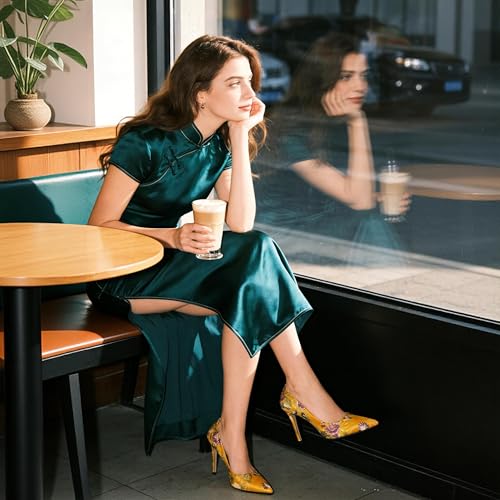 Image of Eldof Women's Classic Dress Pumps Shoes, Sexy Pointed Toe 4 inch Stiletto High Heels, Office Formal Slip On Size 5-13