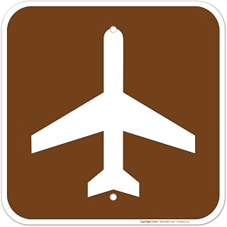 Airport Symbol Sign, 12x12 Inches, 55 mil Thick HDPE (high Density polyethylene), Made in USA