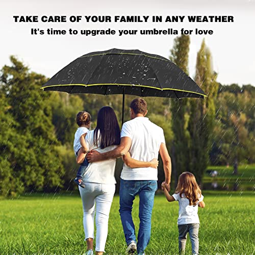 Kamaixun 62 Inch Oversize Windproof Golf Umbrella - Manual Double Canopy Vented Folding Portable For Travel, Upf 40+ Compact Golf Umbrella Lightweight For Women And Men Sun & Rain Umbrellas Black #TOP6