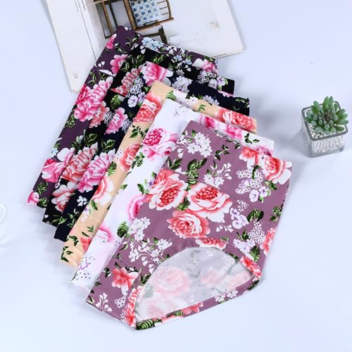 Cherse Women’S Underwear Cotton Panties High Waist Sexy Rose Flower Print 6 Pack Plus Size thumb #7