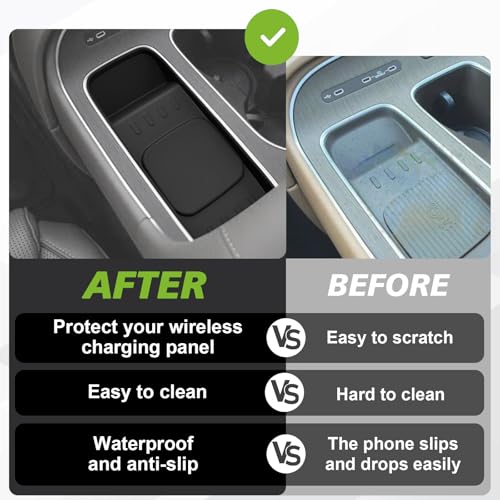 Image of Muslogy Center Console Inserts Compatible with 2026 Hyundai Palisade Accessories Center Console Wireless Charger Protective Mat Liner Anti-Slip Silicone Phone Charge Area Charging Protection