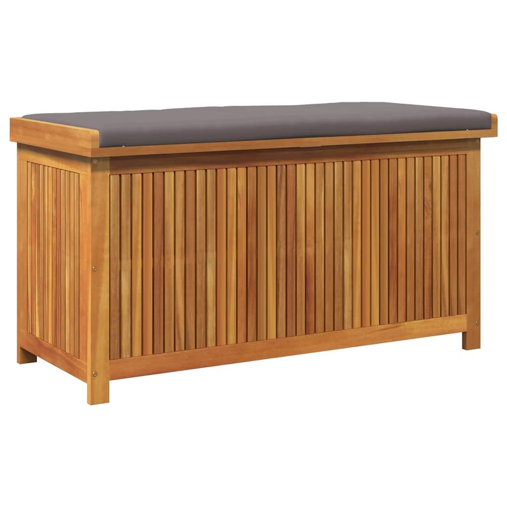 Boîte de rangement en acacia 113 x 50 x 60,5 cm avec coussin