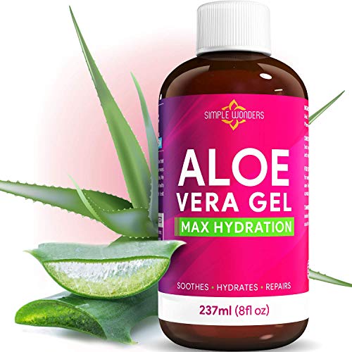 Aloe Vera Gel 100 Percent Pure for Face, Hair, & Skin - Organic Cold-Pressed Made with Aloe Vera Plant Juice for Hydration & After Sun Lotion (237mL) - Made in USA