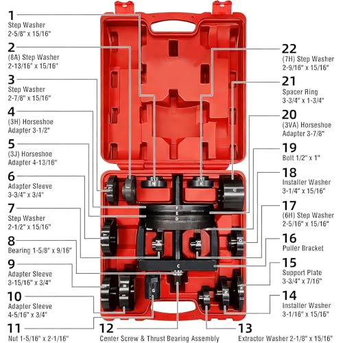 Image of FreeTec Master Wheel Hub Removal Tool Set - C to U Sizes Back and Front Wheel Bearing Remover and Installer Tool Kit