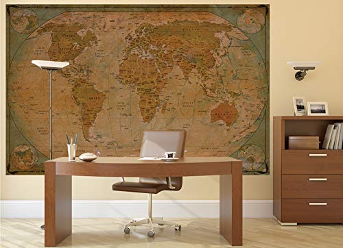 GREAT ART Poster – World Map Antique Style – Picture Decoration Globe Ancient Vintage Card Used Look Atlas Map Old School Image Photo Decor Wall Mural (55x39.4in - 140x100cm) - Thumbnail 2