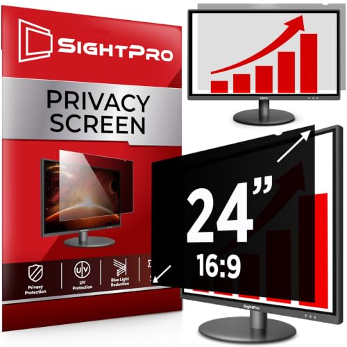 Image of SightPro 24 Inch 16:9 Computer Privacy Screen Filter for Monitor - Privacy Shield and Anti-Glare Protector