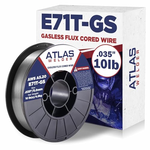 ATLASWELDER Flux Core Welding Wire E71T-GS .035 Inch 10LB Gasless Mild Steel MIG Welding Wire with Low Spatter for All Position Welding