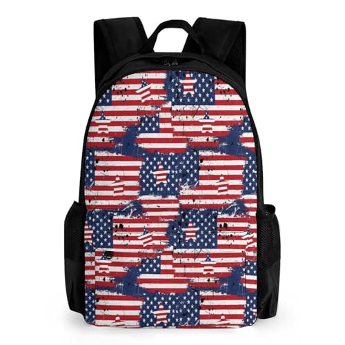 Women's American Flag Print Backpack, Multi-Functional Spacious Backpack with Adjustable Strap for Travel, Hiking, Fashion Shoulder Bags