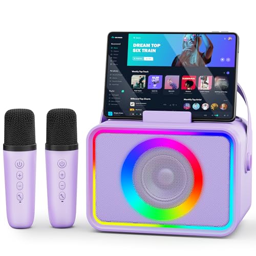 [2025] Karaoke Maschine 2 Mikrofonen: Wowstar Karaoke Anlage mit 2 Karaoke Mikrofonen - Tragbare Bluetooth Karaoke Box Lautsprecher für Erwachsene Kinder Live-Mischpulte Geschenk für Weihnachten