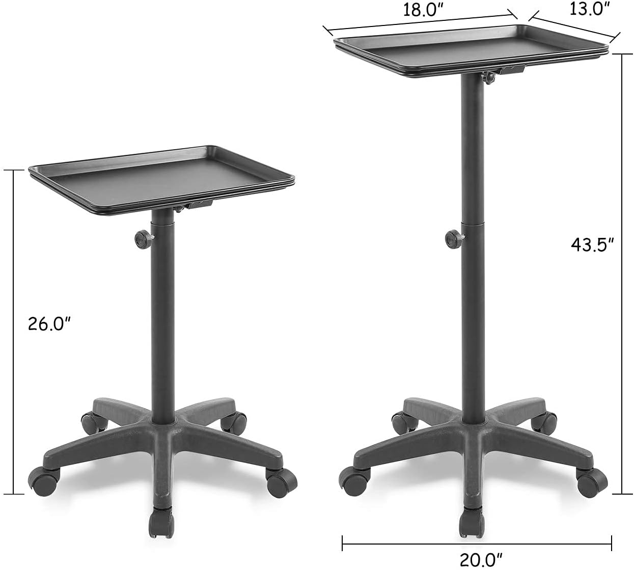 Bokoak Metal Salon Tray for Tattoo Cutting Medical Dental on Wheels,Rolling Trolley Cart Hair Styling Station Equipment (Black) : Beauty & Personal Care
