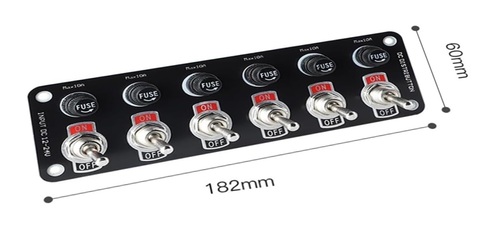 Pannello interruttori marini Interruttore a bilanciere ON/OFF impermeabile a 6 gang con fusibili 10A for 12-24V Barca Yacht Camion Rimorchio SUV RV