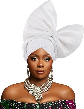 SYANKANGXIAO African Turban Cap for Women Nigeria Auto Gele Exaggerated Big Bowknot Headwraps Wedding Party Headwear Hat