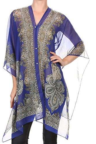 LL Womens Paisley Print Kimono Scarf Lightweight Sheer Chiffon Poncho Cover Up3