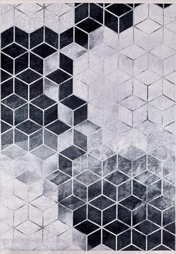 VisniVolocyok グレー 幾何学模様 ノンスリップ 洗濯機対応 ラグ リビングルーム 寝室 廊下 ボーホー モロッコ ソフト ニュートラル ヴィンテージ ルック 幾何学模様 ボヘミアン カーペット 屋内 折りたたみ式 滑り止め エリアラグ