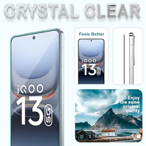 Image of FIRST MART Tempered Glass for iQOO 13, 9H Full-Glue Screen Protector, 3D Edge-to-Edge, HD Clear, Oleophobic, Case-Friendly, Black, Pack of 1