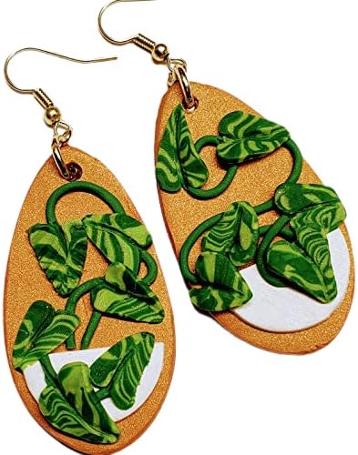 Potted Pothos Plant Earrings