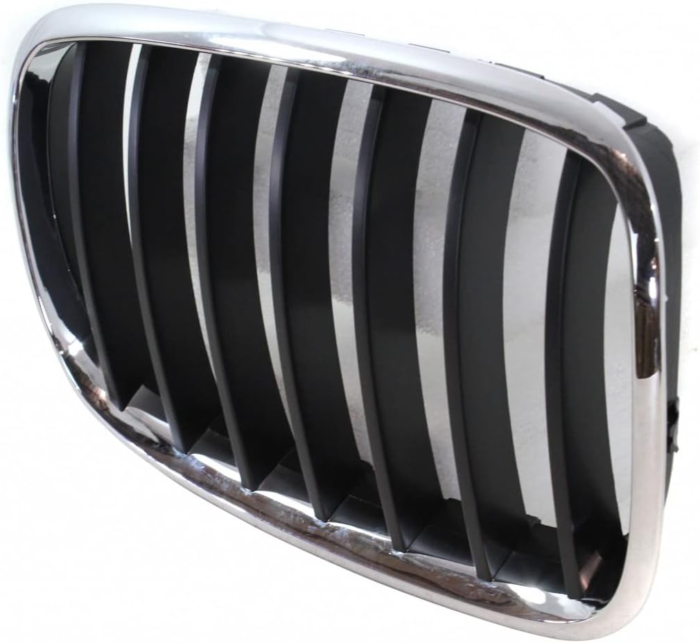 For BMW 328i/328i xDrive 2009 2010 2011 2012 Grille Driver and Passenger Side | Pair | Black Edge Center Fins | w/Chrome Frame | Replacement For BM1200192, BM1200191 | 51137201967, 51137201968
