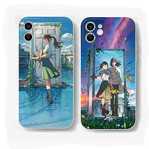 JINGYOU すずめの戸締まり 周辺 携帯ケース iPhone14pro 液体シリコン 岩戸鈴芽 アイフォンケー iPhone13 14promax iPhone全機種 専用 スマホケース 萌えグッズ 耐衝撃 薄型 レンズ保護 コスプレ アニメ風 人気