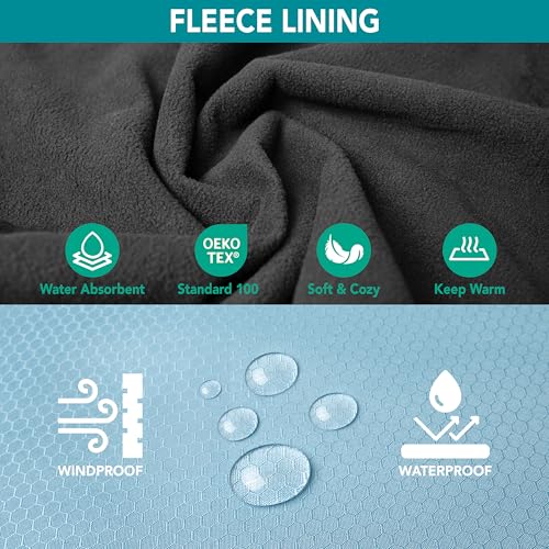 SUN CUBE Swim Parka Boy Girl, Unisex Kids Hooded Changing Robe with Water Resistant Shell and Warm Fleece Lining for Swimming, Surfing, Triathlon, Water Sports, Light Blue