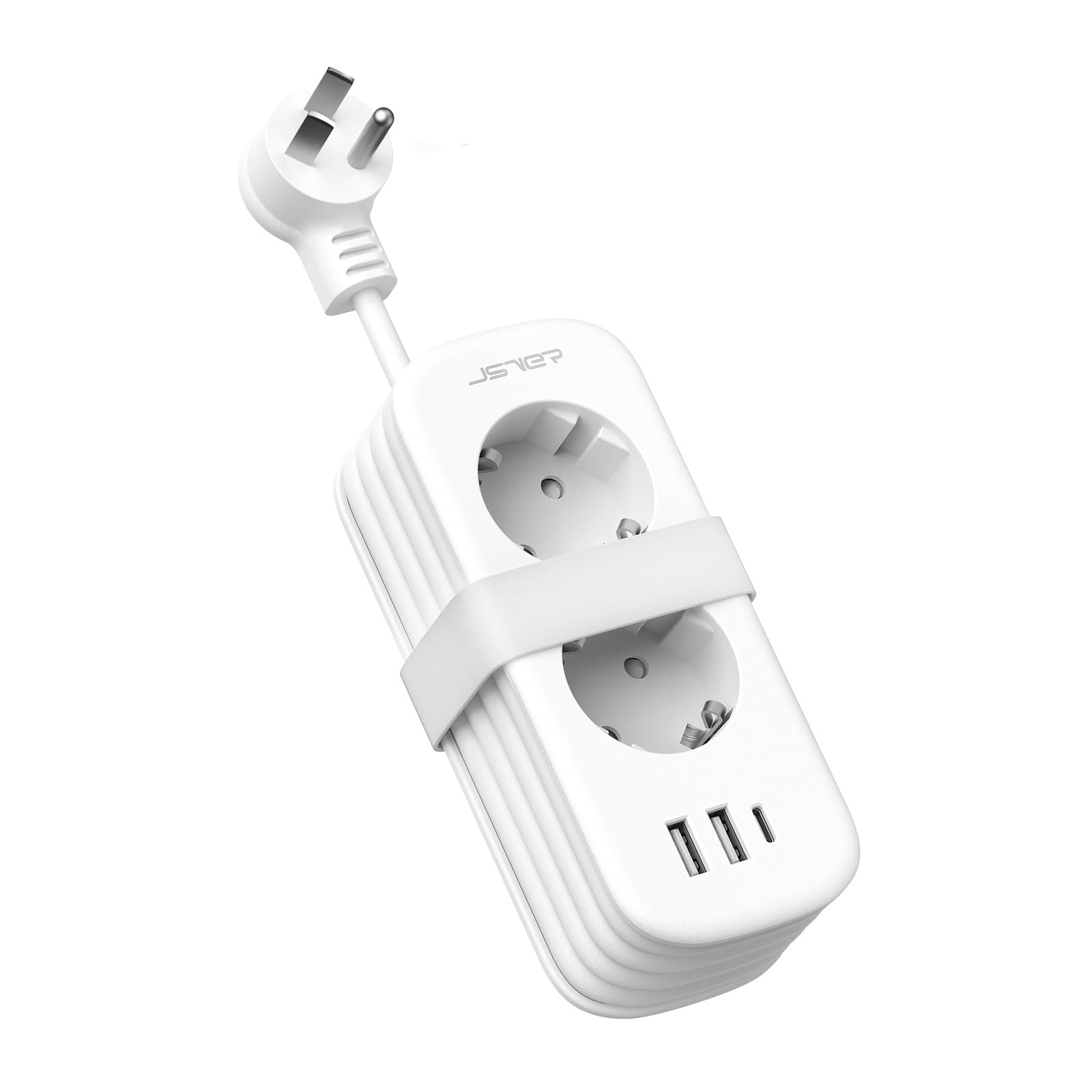 JSVER Adaptateur Prise USA,5 en 1 Adaptateur Voyage France vers USA avec Cable 2m Enroulable et 2 Prise,Type B pour Canada Américaine Mexique Thailande Dominicaine(Blanc)