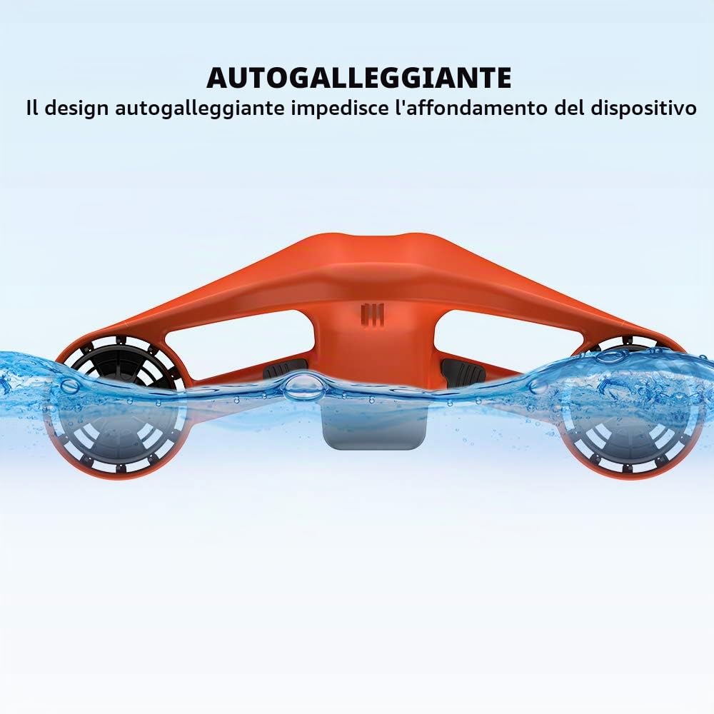 Asiwo Scooter Subacqueo Elettrico Seascooter con Action Camera Mount - Scooter marino a doppio motore impermeabile per immersioni subacquee Nuoto Snorkeling (Arancia)