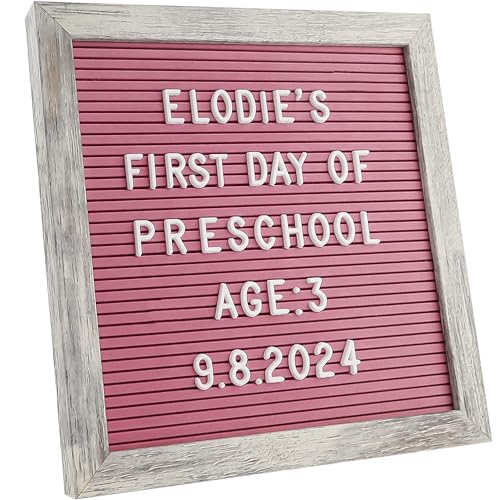 Image of C CRYSTAL LEMON Rustic Hot Pink Felt Letter Board 10x10 Inches – 336 Changeable Letters, Numbers & Symbols – Message Board for Classroom, Home & Office