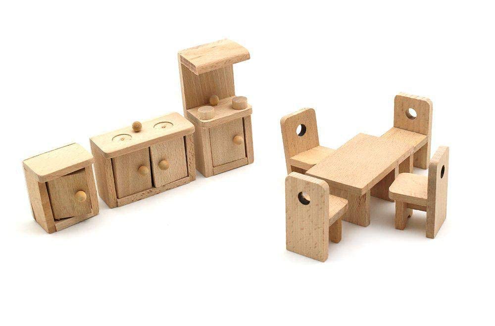 Shy Shy - Wooden Dollhouse Furniture Set with Lounge, Bathroom and Kitchen (Kitchen) 2