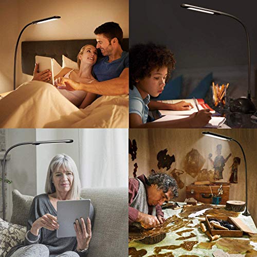 LED Desk Lamp with Clamp,Flexible Gooseneck Clamp Lamp,Dimmable,Touch Control 3 Color Modes,Eye-Care Table Light with Adjustable Arm,Architect Lamp for Home/ Office /Workbench/Reading Working
