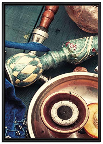 Pixxprint Orientalische Shisha Aprikose Leinwandbild 100x70 cm im Bilderahmen/Wandbild/Schattenfugenrahmen/Kein Poster