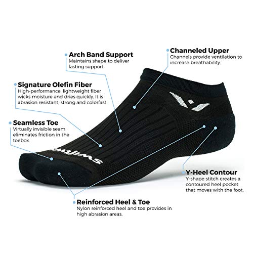Swiftwick - PERFORMANCE No Show (3 Pairs) Running & Golf Socks, Cushioned No-Show3