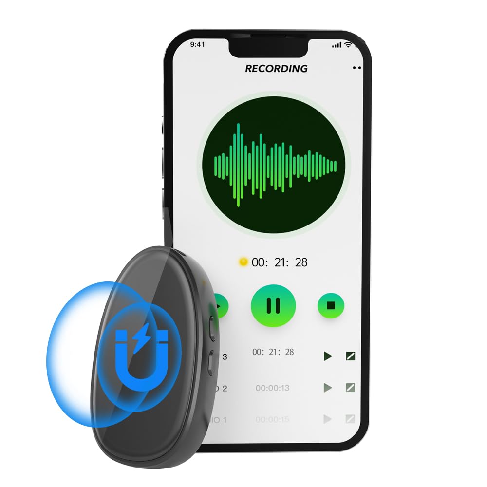128GB (1600 Hour) Voice Activated Recorder Device, Magnetic USB-C Audio Recorder with Speaker,Playback for Lectures, Meetings, Interviews,Microphone MP3