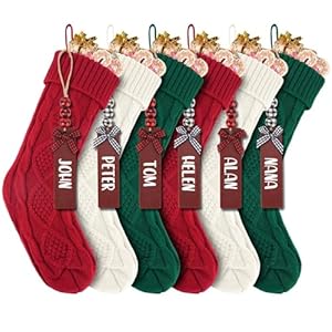 6pack 18inch cable knitted christmas stockings personalized hanging stockings for holiday party christmas tree and family home decor in red white green  urban country home decor