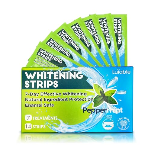 Image of Teeth Whitening Strips for Tooth White: Professional Dentist Formulated Teeth Whitener Enamel-Safe Non-Slip 14 Strips 7 Treatments (14 Count (Pack of 1), Peppermint)