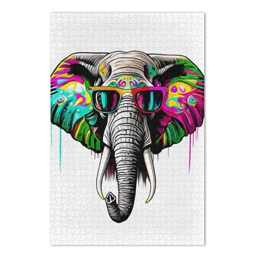 Colorful Elephant Art 1000-Piece Jigsaw Puzzle