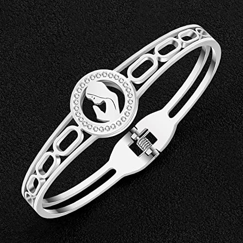 Bamay Stainless Steel 18K Gold Silver Plated Bangle Bracelets For Women Girls Mom Gifts Novelty Jewelry (Silver Plated Women) #TOP4